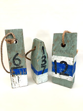 Vintage Style Fishing Decor, Wood Buoy Marker Float Commercial - Set 3 picture