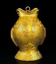 bronze ware Warring States bronze gold engraving good fortune fish jar pot vase picture
