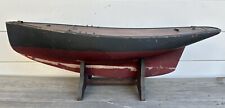Antique LARGE 39” Wooden Pond Boat Yacht Sloop Sailing Ship Hull Weighted Keel picture