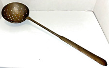 Antique 19th Century Hand Forged Wrought Iron Strainer Skimmer Cooking Utensil picture