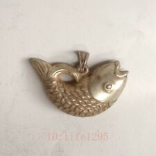 Collection Old China Tibet Silver Carvings Lovely Fish Statue Amulet Pendant picture