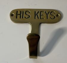 Vintage Brass His Keys Wall Mount Hook Hanger Holder picture