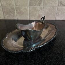Vtg Wallace Silverplate Oval Gravy Boat Bowl Server 451 & Tray Underplate M601 picture
