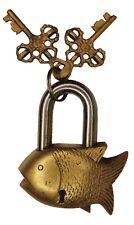 Fish Shape Door Lock Victorian Antique Style Handmade Brass Padlock Home Décor picture