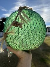 XL 13â€� Vintage JAPANESE Old MARITIME SALVAGE Nautical GLASS FISH NET FLOAT BALL picture