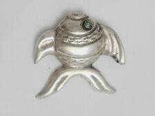 Vintage Mexico 925 Sterling Turquise Eye Fish Brooch picture