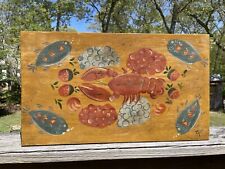 Vintage Folk Art In The Manner of Peter Hunt Wood Painted Panel of Lobster Fish picture