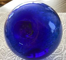 Vintage Blue  Hand Blown Glass Fishing Float 4” Across picture