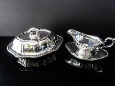 Silver Plate Covered Divided Serving Dish And Gravy Boat Set Gorham Y926 Y930 picture