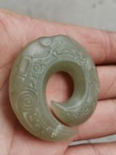 Chinese antique Hotan Jade carved fish shaped necklace pendant picture