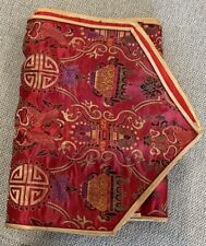 Vtg Handmade Asian Tapestry Runner Red Gold Black Purple 77 3/4” X 12 7/8” picture
