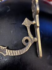 Vintage Brass Dragon Sea Serpent Fish Wall Hook Hanger picture