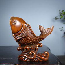 7 cm China Boxwood animal fish Statue natural Wood animal Sculpture picture