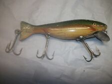 Vtg Paw Paw Trout Caster 3 hook large size wood Good eyes picture