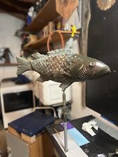 Vintage Copper Fish Weathervane Finial on Stand 25