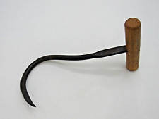 Vintage Wm Johnson Hay Bale Hook Ice Meat Hook Cast Iron w/ Wood Handle 9 1/2