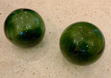 2 x Green glass VINTAGE floats / bouys: fishing picture