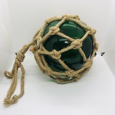 Large Vintage Japanese Blown Glass Fishing Float Buoy Ball Rope Beach Decor picture
