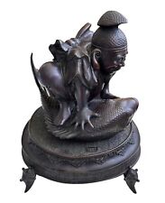 Antique Japanese Bronze Figure of Ebisu God of Fortune  fish picture