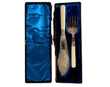 FHS English Fish Serving Silver Plate 2 Pc Fork & Knife picture