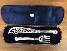 Antique sterling silver 12” fish service by John Gilbert Birmingham England 1865 picture