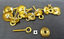 10 NOS Antique Furniture Hardware Drawer Pulls Eye Hooks w/Backplates & Nuts picture