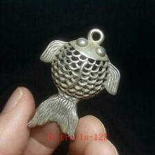 2 inch Chinese Tibet Silver Carving lovely fish necklace Pendant Old Collection picture