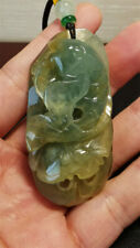  Natural Hand-carved Hetian Jade Pendant Jadeite Necklace fish&wave A63 picture
