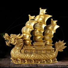 China Classic  Fengshui Dragon Boat Sailing Ship Brass Copper Vessels Statue picture