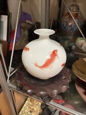 Vintage Chinese Porcelain Koi Fish Vase Antique Koi Fish Prorcelain Vase picture