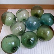 Glass Fishing Float Buoy Ball Vintage Japanese set of 9 diameter 10cm picture