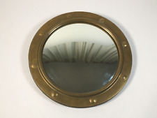Vintage Brass Framed Convex Fish Eye Port Hole Round Wall Mirror -26cm Diameter picture