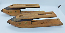 Lot of 2 Vntage Antique Draper Marked Wooden Metal Weaving Loom Boat Shuttles picture