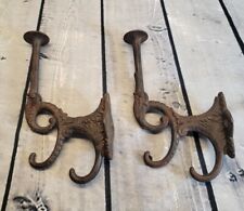 Victorian Cast Iron Metal Hat Coat Hook Hangers Two Peg Hall Tree 2 Pieces picture