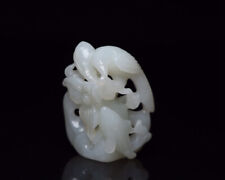 Certified Natural Hetian Jade Hand-carved Chicken&Fish Statue Pendant 3639 picture