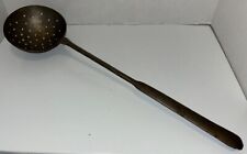 Antique 19th Century Hand Forged Wrought Iron Strainer Skimmer Cooking Utensil picture