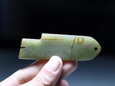Ancient Hongshan Culture Old Jade Stone Fish Bi Pei Necklace Amulet Pendant MQ01 picture