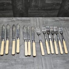 Vintage Walker & Hall Celluloid Handle Fish Knives And Forks Set Of 12 picture