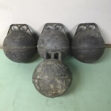 LOT/4 VINTAGE 8 INCH METAL ALUMINUM FLOAT BUOY FISHING MOORING LOBSTER CRAB TRAP picture