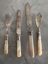 W&H Silver Mother Of Pearl Cutlery Set Fork Knife Fish Knife walker & Hall picture