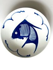 Chinese Antique Blue Cobalt and White Porcelain Koi Fish Plate picture