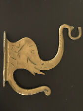 Vintage Brass Elephant Head Trunk Up Wall Mount Key Coat Rod Hook Boho Decor picture