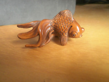 1a. Hand Carved wood netsuke of a goldfish swimming boxwood collectable figure picture