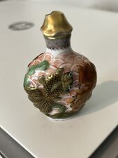 Porcelain Snuff Bottle with 3 Koi Fish Frolicking in a Pond 1.5