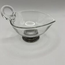 Frank M. Whiting CLEAR GLASS HEART SHAPED Sauce Condiment Boat sterling Footed picture