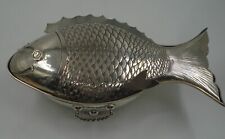 RARE Antique 3 piece Chinese export solid silver fish seafood dish bowl 58.3 oz picture