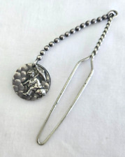 ANTIQUE,CHATELAINE,glove,button,hook,SILVER,WITH FOB,ASIAN DESIGN ON FRONT/BACK picture