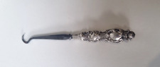 Antique Vintage  Sterling Silver Handle Steel Button Hook Boot Lace Hook picture