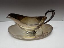 Colonial GORHAM YC430 Silver Plate Gravy Boat w/ Attached Underplate picture