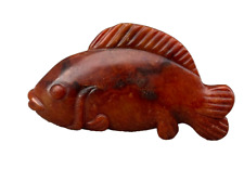 8.6cm Chinese antique Hetian jade animal fish figurine picture